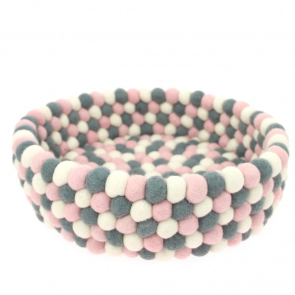 Corbeille de rangement basse Operette- rose blanc gris