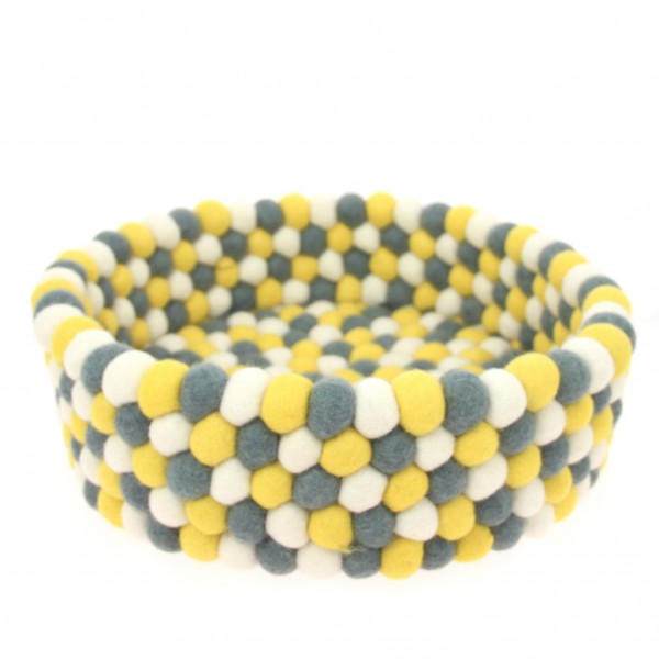 Corbeille de rangement basse Oval - jaune gris