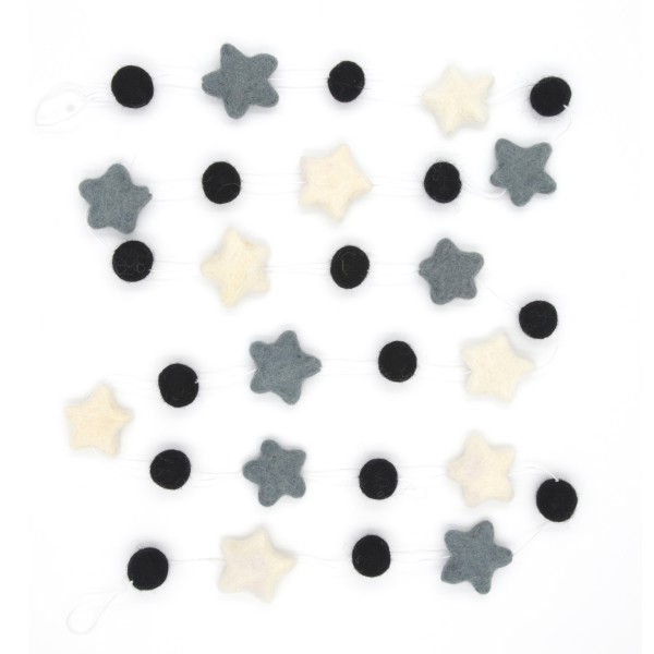 Guirlande décorative étoile Orage - anthracite noir blanc