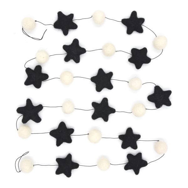 Guirlande décorative étoile Alchimie - blanc noir