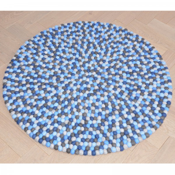 Tapis de boules en laine Marine2 90 cm - marine bleu gris chiné