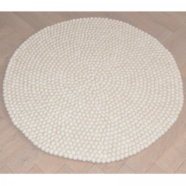 Tapis de boules en laine Naturel 90 cm - vert corail beige taupe