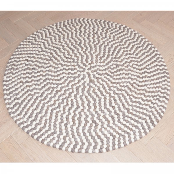 Tapis de boules en laine Crème 120 cm - taupe beige