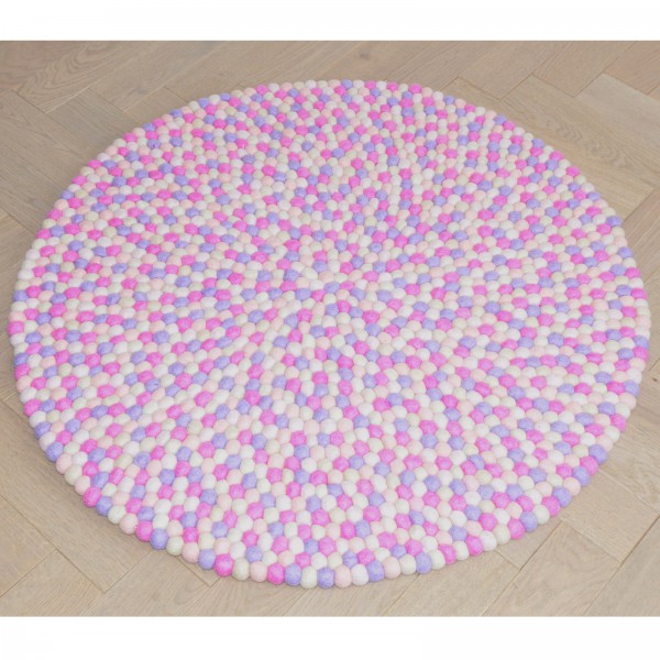 Tapis de boules en laine Emmy 90 cm - parme rose beige