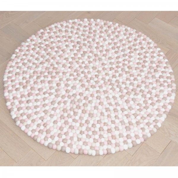 Tapis de boules en laine Girl 90 cm - rose beige taupe