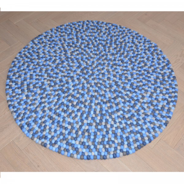 Tapis de boules en laine Marine 120 cm - marine bleu gris
