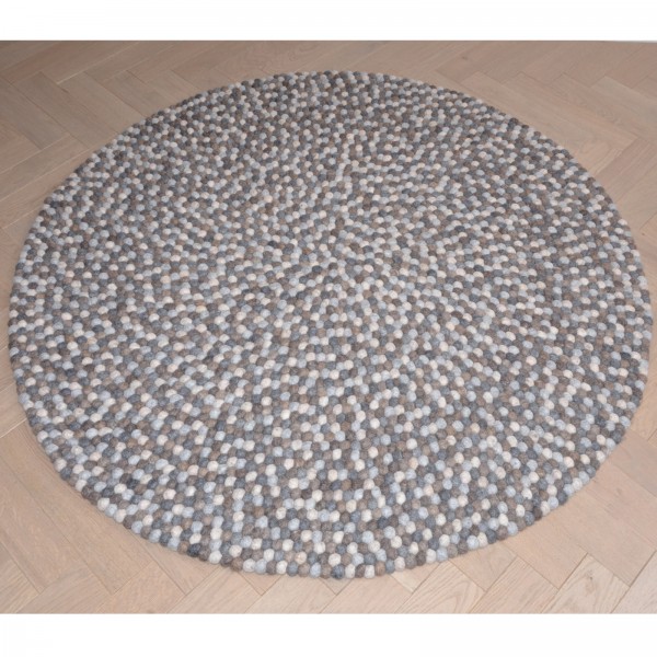 Tapis de boules en laine Galet 140 cm - marron gris chiné