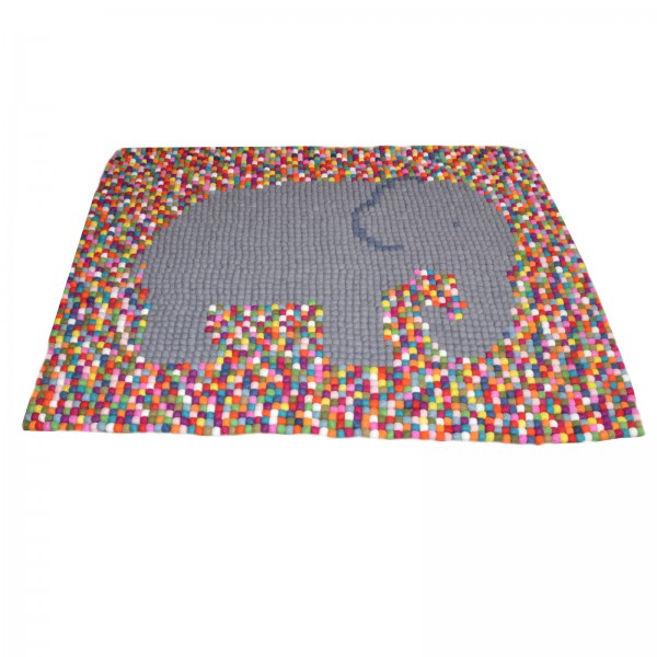 Tapis de boules en laine Multicolore Elephant 165x115