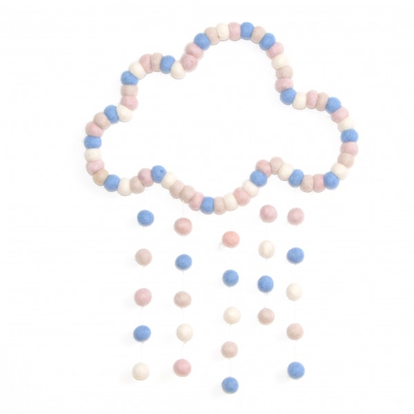 Attrape rêve décoratif Nuage Chamallow - bleu blanc rose