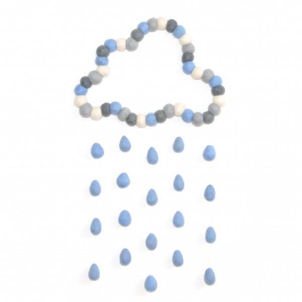 Attrape rêve décoratif Nuage/pluie Maree - bleu gris blanc