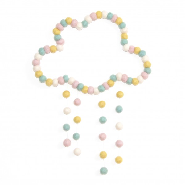 Attrape rêve décoratif Nuage Pastel - mint rose blanc jaune