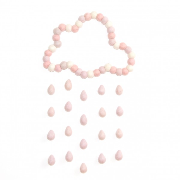 Attrape rêve décoratif Nuage/Pluie Rosie - rose blanc